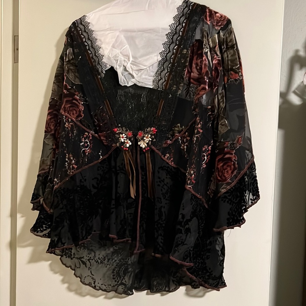 Burnout black/multi shawl 3x